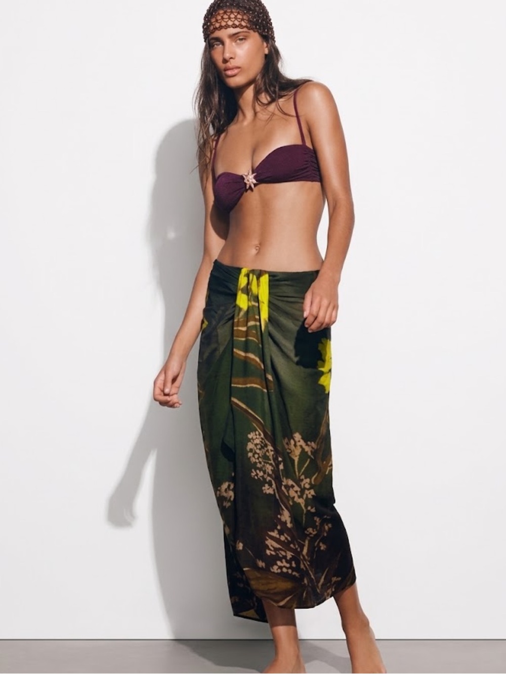 NWT Zara Woman FLORAL PRINT KNOTTED PAREO Skirt Size XS
